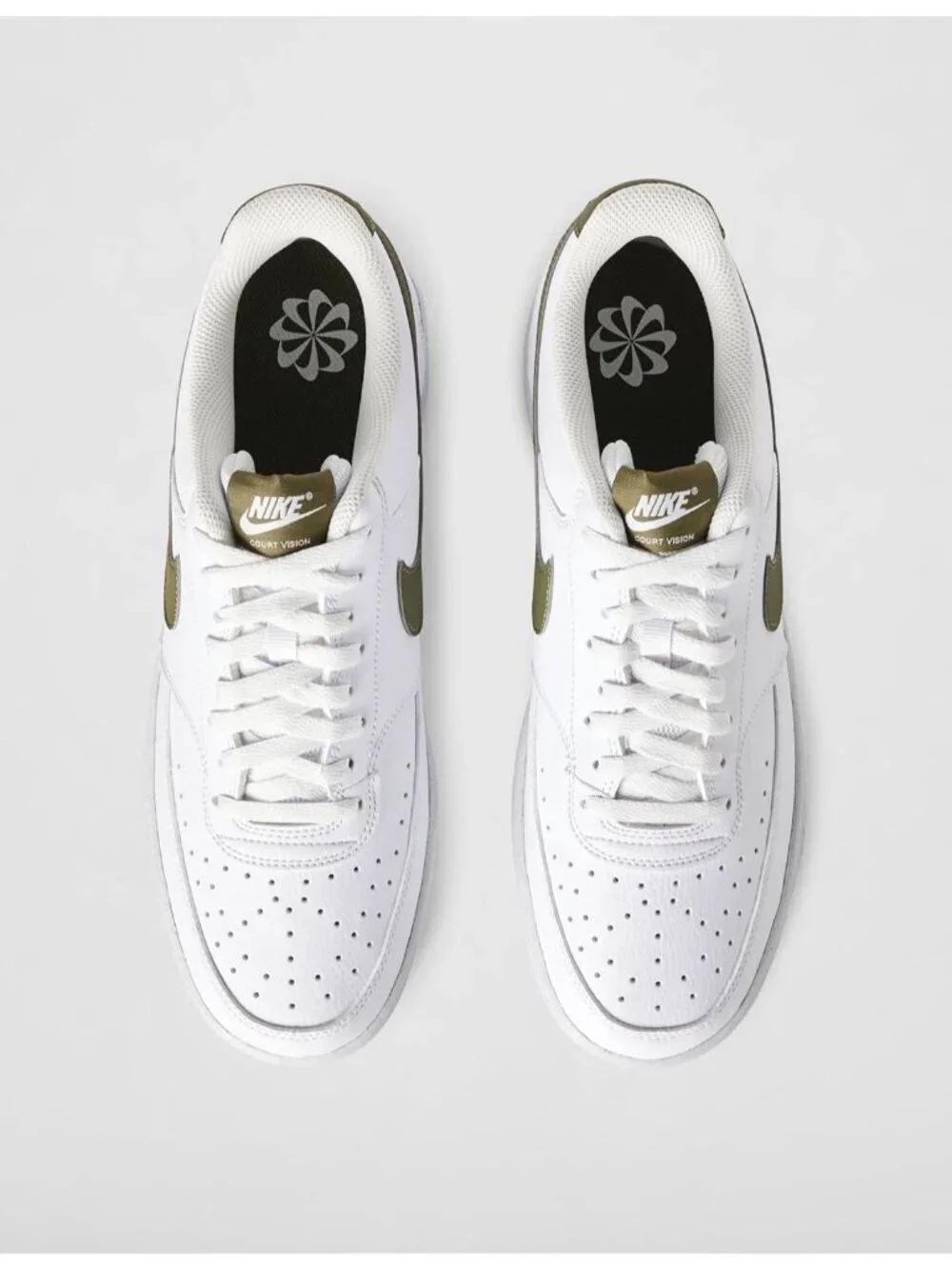 Nike Men's White Olive Court Vision Low Next Nature Classic Stylish Sneakers